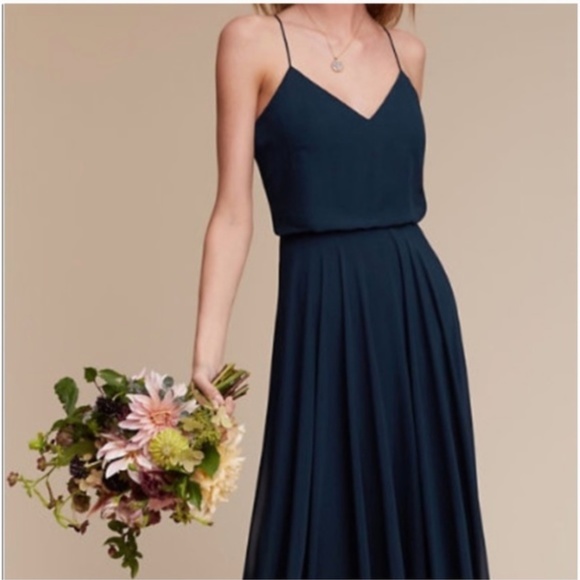 BHLDN Jenny Yoo Inesse Dress in Navy Size 0 EUC - Picture 2 of 8